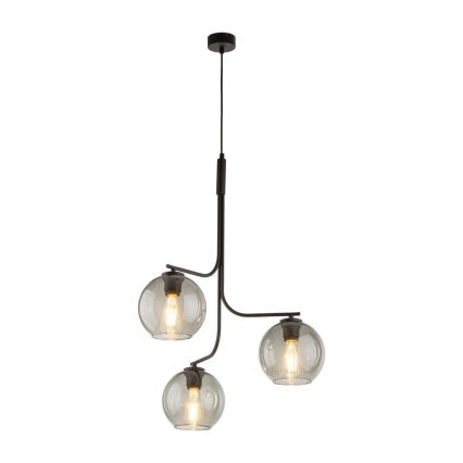 Lustră LED pe cablu CESAR 3xE27/15W/230V negru/gri fumuriu