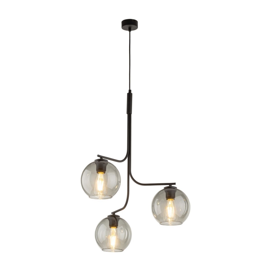 Lustră LED pe cablu CESAR 3xE27/15W/230V negru/gri fumuriu