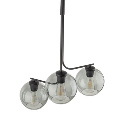 Lustră LED pe cablu CESAR 3xE27/15W/230V negru/gri fumuriu