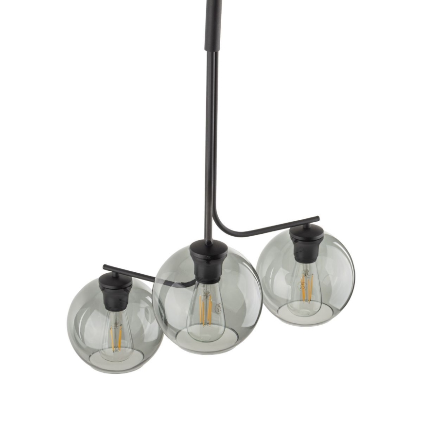 Lustră LED pe cablu CESAR 3xE27/15W/230V negru/gri fumuriu