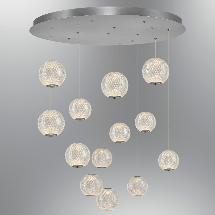 Lustră LED pe cablu CREMONA, 13xLED/5W/230V, 3000K, crom mat