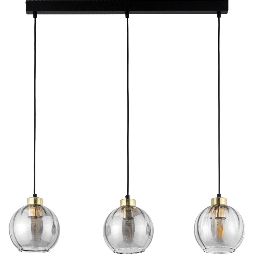 Lustră LED pe cablu DEVI 3xE27/15W/230V neagră/transparentă