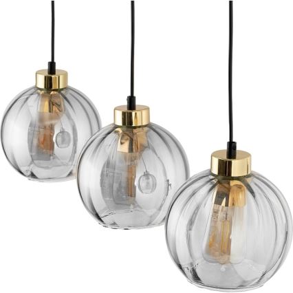 Lustră LED pe cablu DEVI 3xE27/15W/230V neagră/transparentă