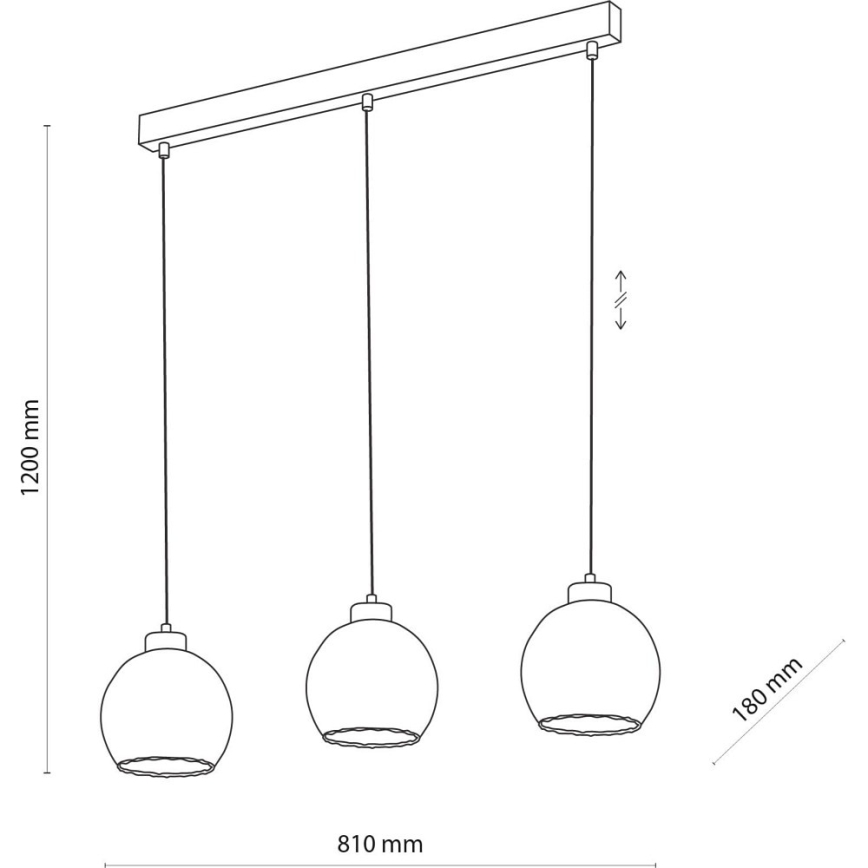 Lustră LED pe cablu DEVI 3xE27/15W/230V neagră/transparentă