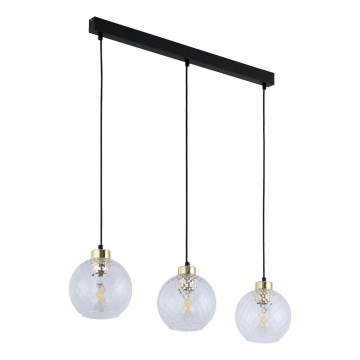 Lustră LED pe cablu DEVON 3xE27/15W/230V negru/sticlă clară