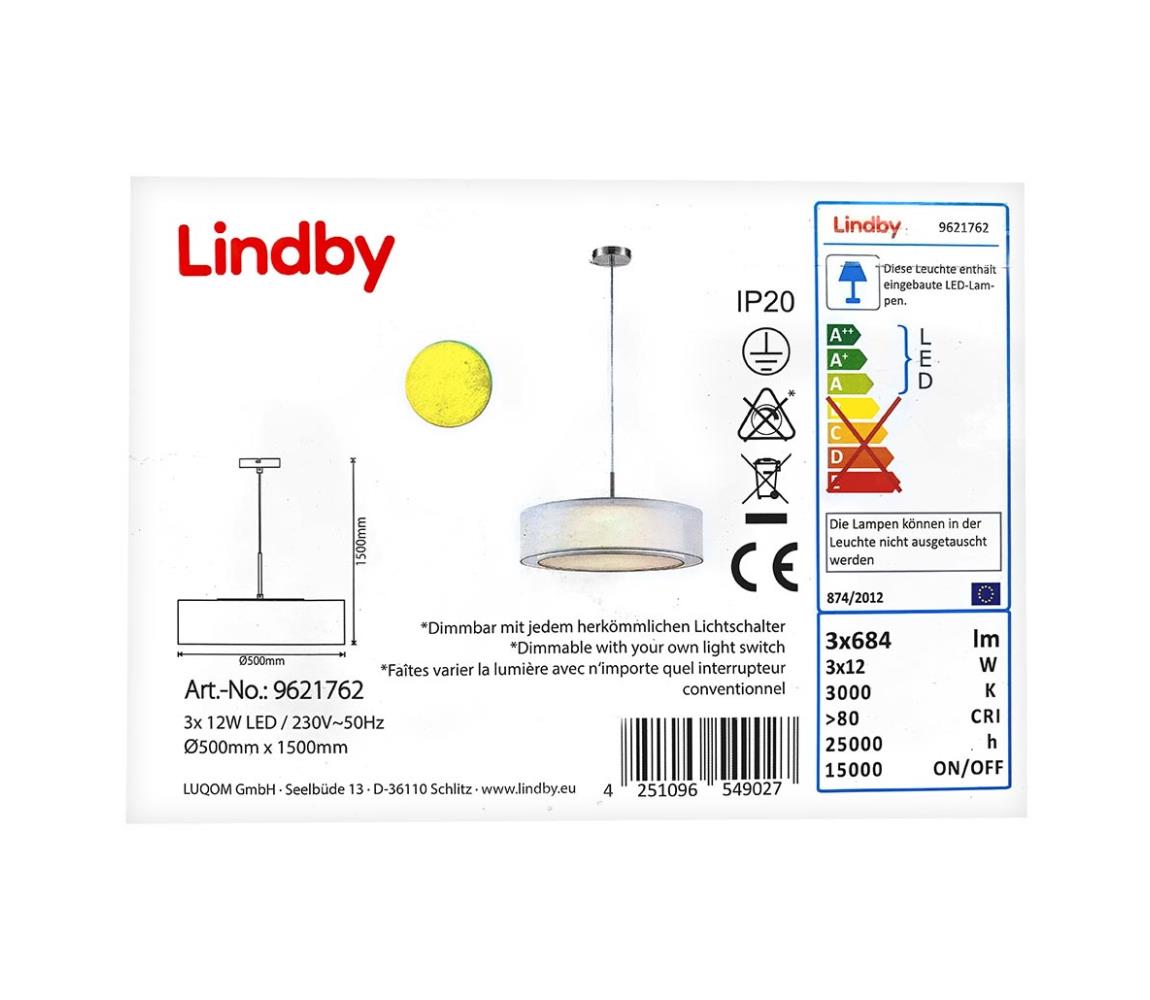 Lustră LED pe cablu dimabilă AMON 3xLED/12W/230V Lindby