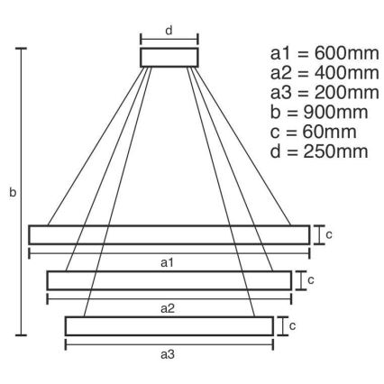 Lustră LED pe cablu dimabilă LED/165W/230V 3000-6500K + telecomandă