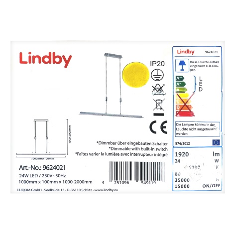 Lustră LED pe cablu dimabilă SLADJA LED/24W/230V Lindby