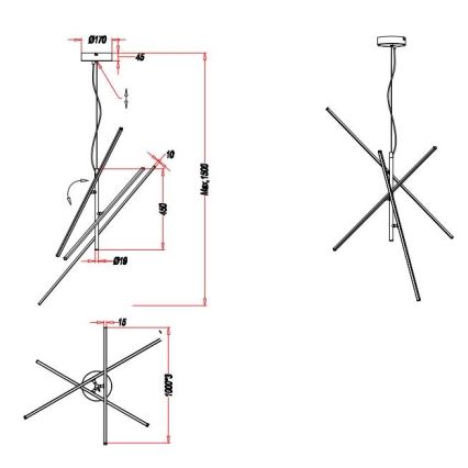 Lustră LED pe cablu dimabilă TIRIAC 3xLED/8,5W/230V Trio
