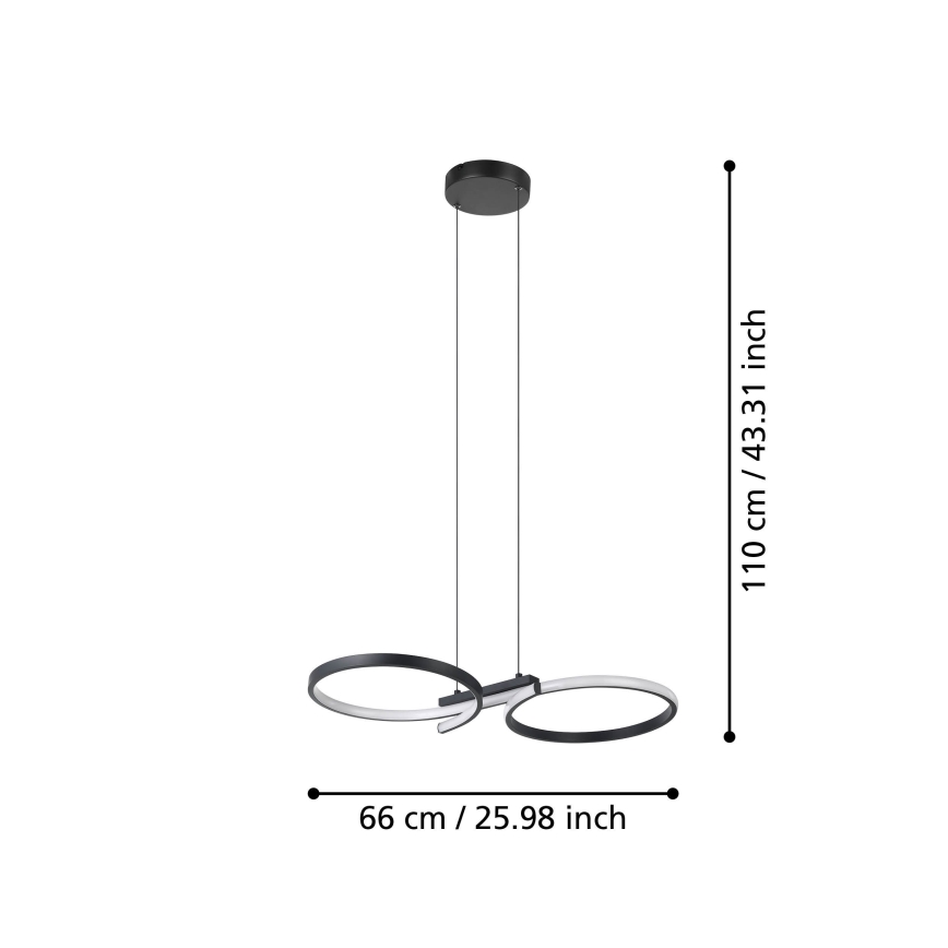 Lustră LED pe cablu Eglo LED/21W/230V 3000K negru