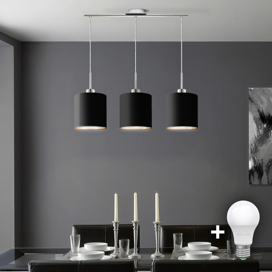 Lustră LED pe cablu Eglo TUNJA 3xE27/60W/230V negru