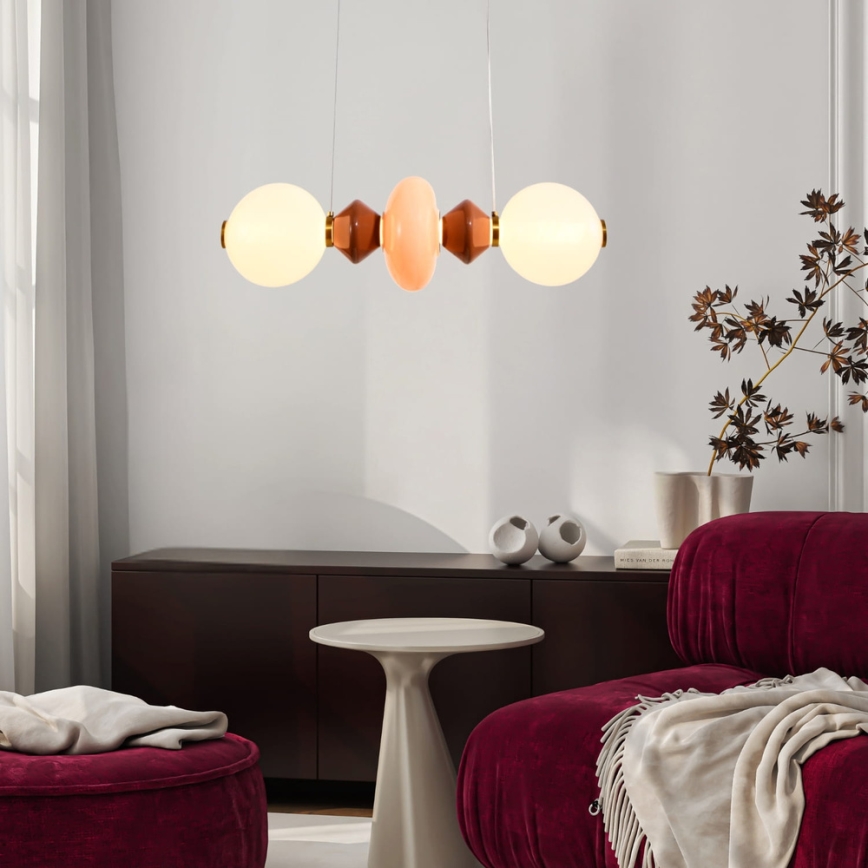 Lustră LED pe cablu FLORES LED/15W/230V, auriu/portocaliu/maro