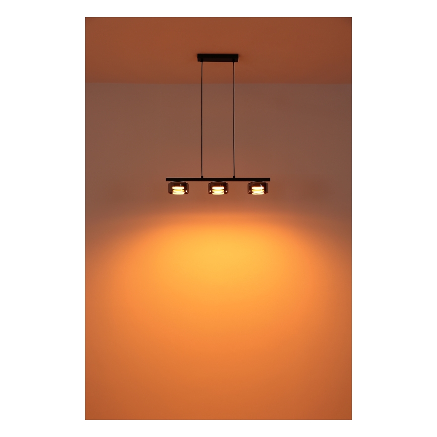 Lustră LED pe cablu Globo 3xGX53/6W/230V fumuriu/negru