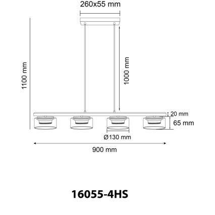 Lustră LED pe cablu Globo 4xGX53/6W/230V fumuriu/negru