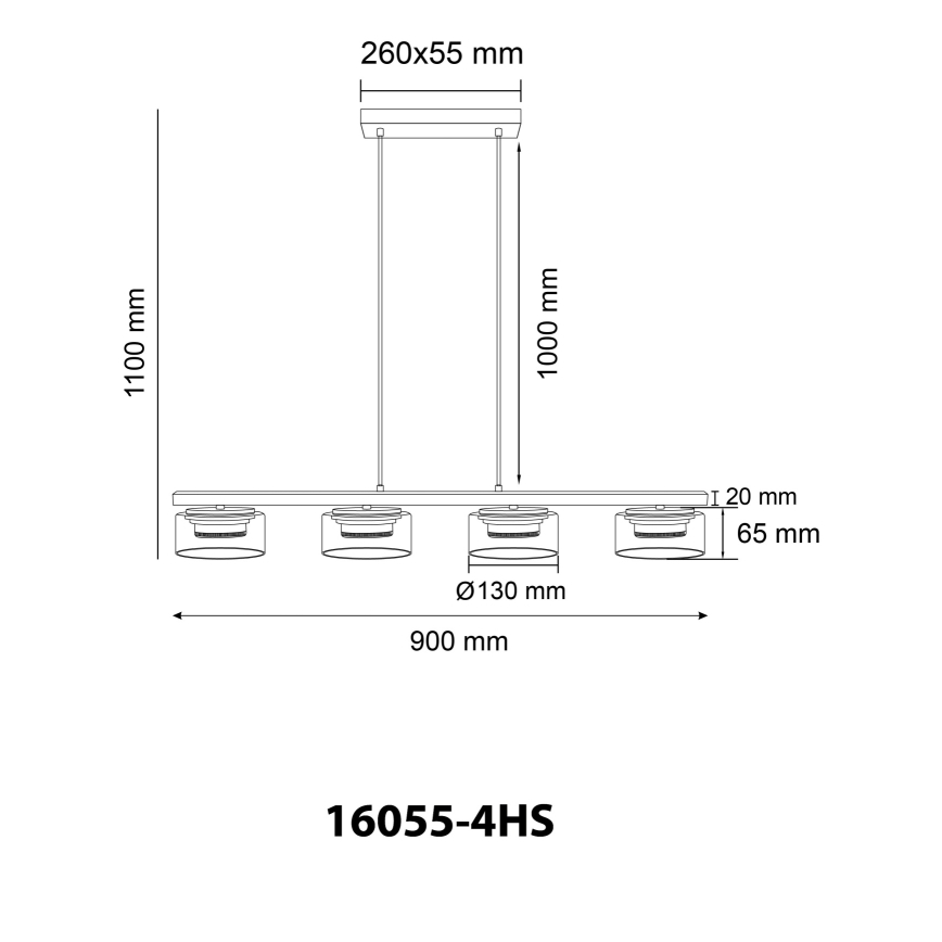Lustră LED pe cablu Globo 4xGX53/6W/230V fumuriu/negru