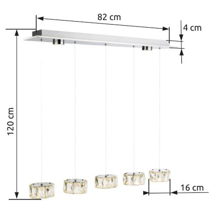 Lustră LED pe cablu Globo LED/52W/230V 4000K crom lucios/transparent