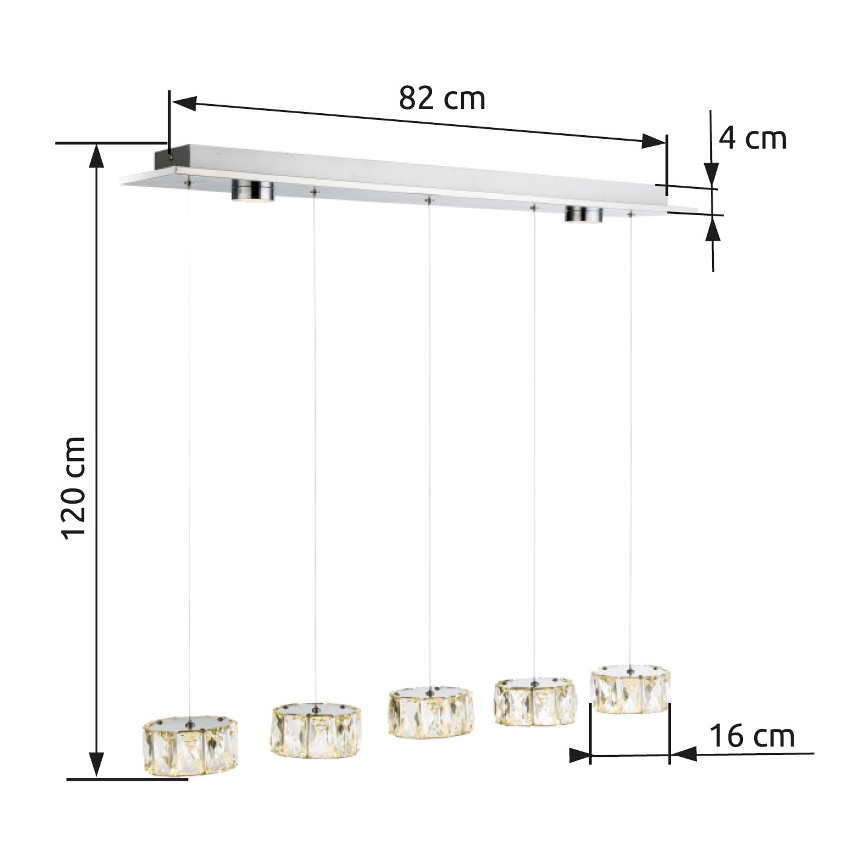 Lustră LED pe cablu Globo LED/52W/230V 4000K crom lucios/transparent