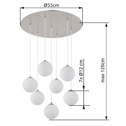 Lustră LED pe cablu Globo 7xG9/3,5W/230V alb