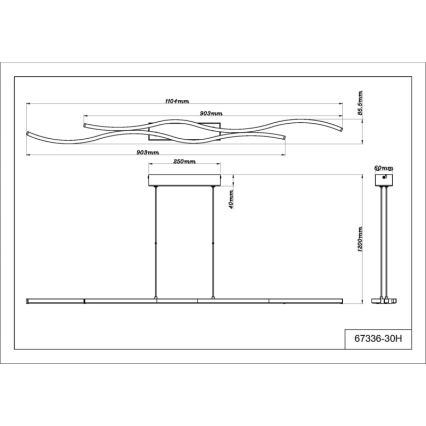 Lustră LED pe cablu Globo LED/30W/230V 3000K negru