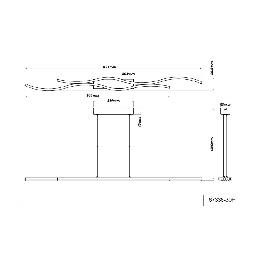 Lustră LED pe cablu Globo LED/30W/230V 3000K negru