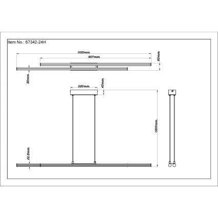 Lustră LED pe cablu Globo LED/24W/230V 3000K negru