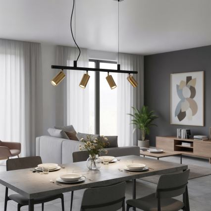 Lustră LED pe cablu Ideal Lux DYNAMITE 4xGU10/7W/230V CRI 90 negru/alamă