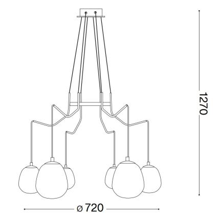 Lustră LED pe cablu Ideal Lux KAROUSEL 6xG9/3W/230V d. 72 cm alamă