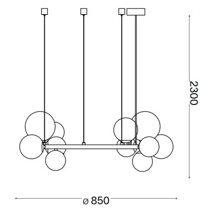 Lustră LED pe cablu Ideal Lux PERLAGE 14xG9/3W/230V d. 85 cm auriu/fumuriu