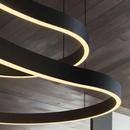 Lustră LED pe cablu Ideal Lux WAVES LED/54W/230V CRI 90 negru