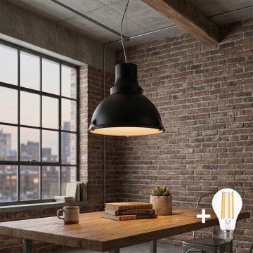 Lustră LED pe cablu INDUSTRY, 1xE27/60W/230V, neagră