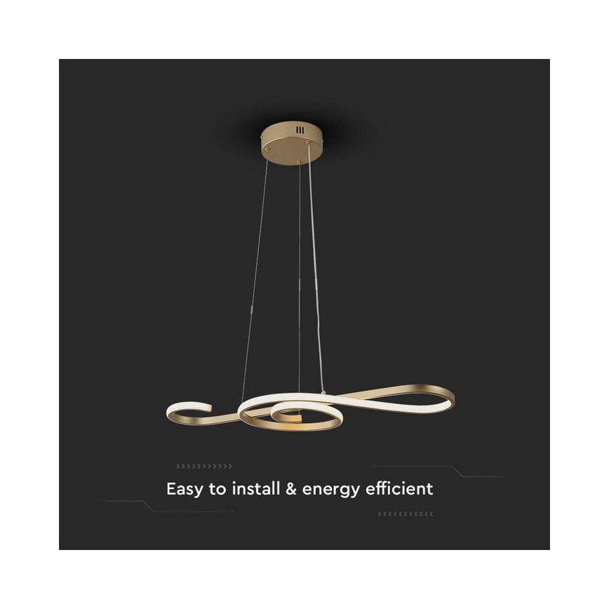 Lustră LED pe cablu LED/18W/230V 3000K auriu