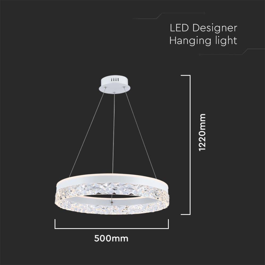 Lustră LED pe cablu LED/25W/230V 3000K d. 50 cm alb