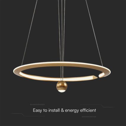 Lustră LED pe cablu LED/45W/230V 4000K d. 62 cm auriu
