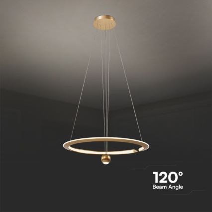 Lustră LED pe cablu LED/45W/230V 4000K d. 62 cm auriu
