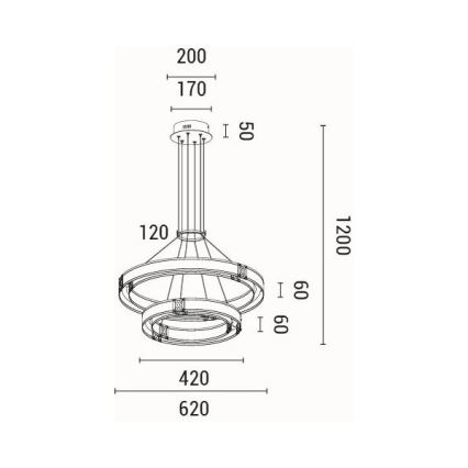Lustră LED pe cablu LED/62W/230V 3000K 62x120 cm