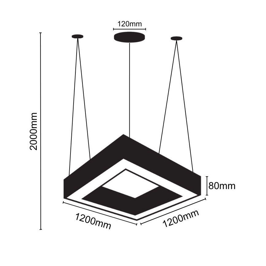 Lustră LED pe cablu LED/80W/230V 4000K 120x120 cm negru