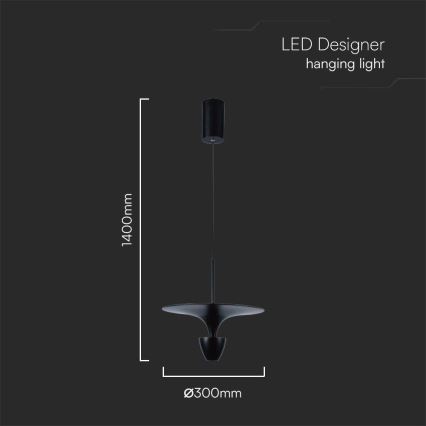 Lustră LED pe cablu LED/9W/230V 3000K negru