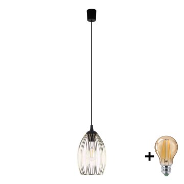 Lustră LED pe cablu LIZA 1xE27/15W/230V negru/auriu