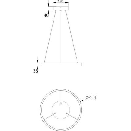 Lustră LED pe cablu Maytoni MOD058PL-L22B3K RIM LED/25W/230V 3000K d. 40 cm negru