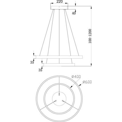 Lustră LED pe cablu Maytoni MOD058PL-L55B3K RIM LED/61W/230V 3000K d. 60 cm negru