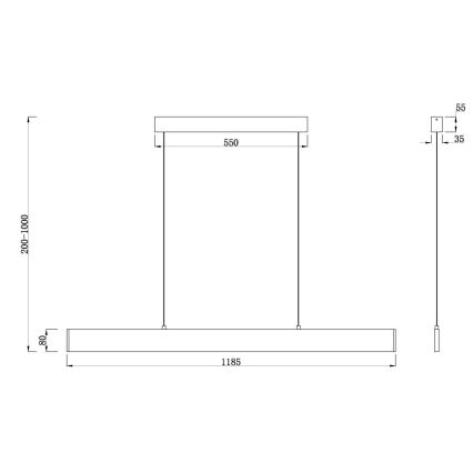 Lustră LED pe cablu Maytoni P010PL-L30B4K STEP LED/30W/230V 4000K 118,5 cm negru