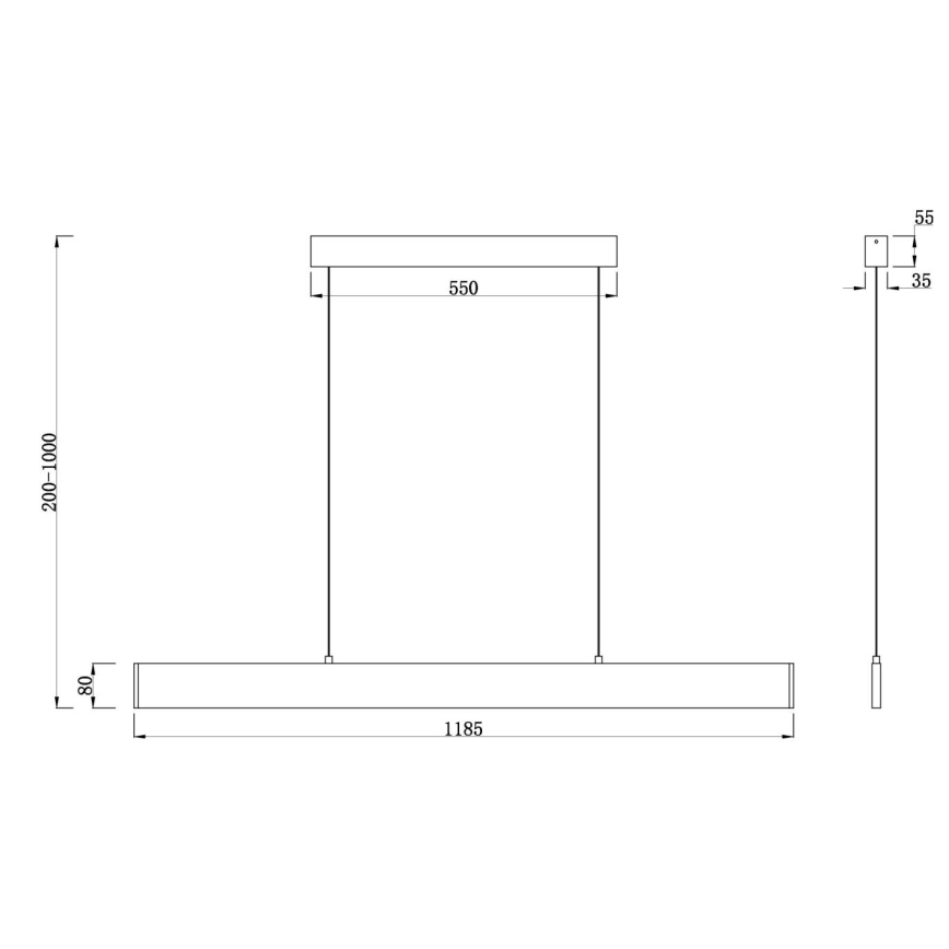 Lustră LED pe cablu Maytoni P010PL-L30B4K STEP LED/30W/230V 4000K 118,5 cm negru