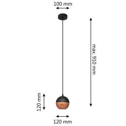Lustră LED pe cablu MIDWAY 1xGU10/4,8W/230V negru/cupru