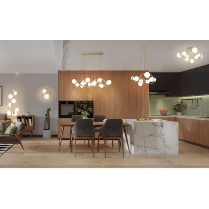 Lustră LED pe cablu NANCY Wofi 7014-801 8xG9/3,5W/230V auriu/alb