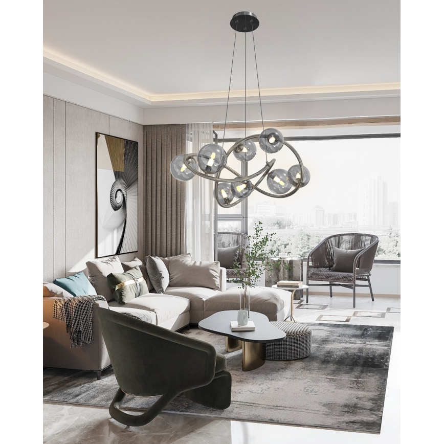 Lustră LED pe cablu NANCY Wofi 7014-805 8xG9/3,5W/230V negru/crom