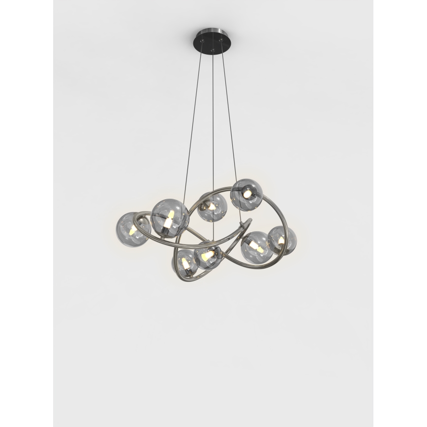 Lustră LED pe cablu NANCY Wofi 7014-805 8xG9/3,5W/230V negru/crom