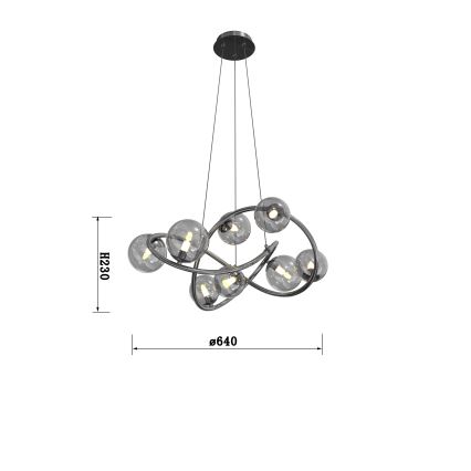 Lustră LED pe cablu NANCY Wofi 7014-805 8xG9/3,5W/230V negru/crom