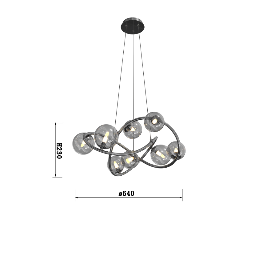 Lustră LED pe cablu NANCY Wofi 7014-805 8xG9/3,5W/230V negru/crom