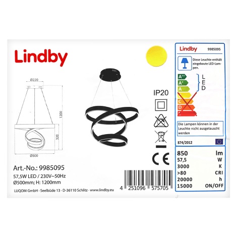 Lustră LED pe cablu OLADA LED/57,5W/230V Lindby