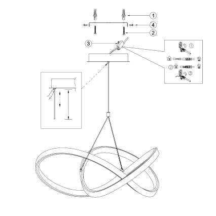 Lustră LED pe cablu ONLI LOOP LED/40W/230V 4000K crom lucios